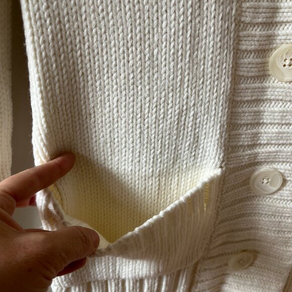Old Navy Sz S Oversized Funnel Neck Rib Knit Cream Sweater Coat Pockets - Picture 8 of 8